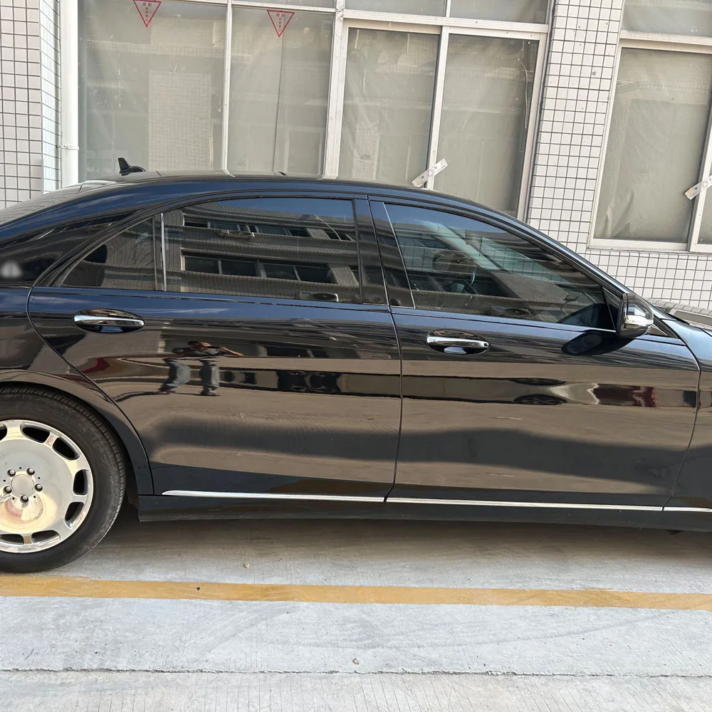 For Mercedes Benz S-Class W222 2014-2020 Exterior Window Trim protective Film Glossy Black Chrome Delete Decoration Sticker