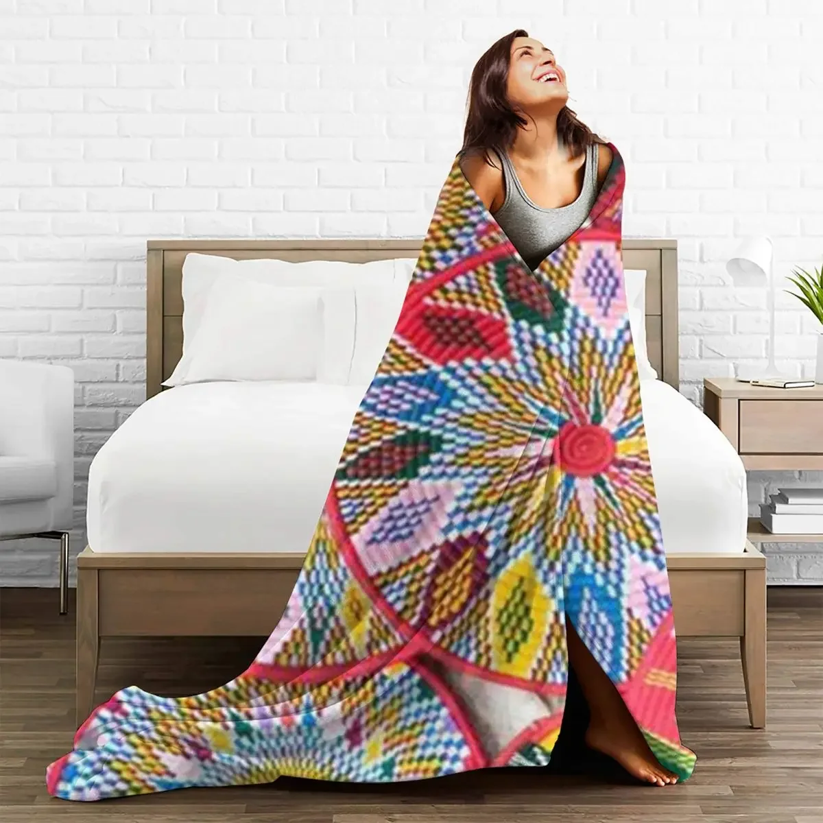 Ethiopian Plates Sefed Flannel Blanket African Art Traditional Super Warm Throw Blanket for Bed Travel Bedspread Sofa Bed Cover