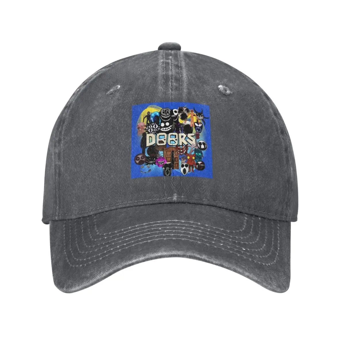 Doors All The Entities New Doors Game Update Baseball Caps Fashion Denim Fabric Hats Outdoor Sports Baseball Cowboy Hat