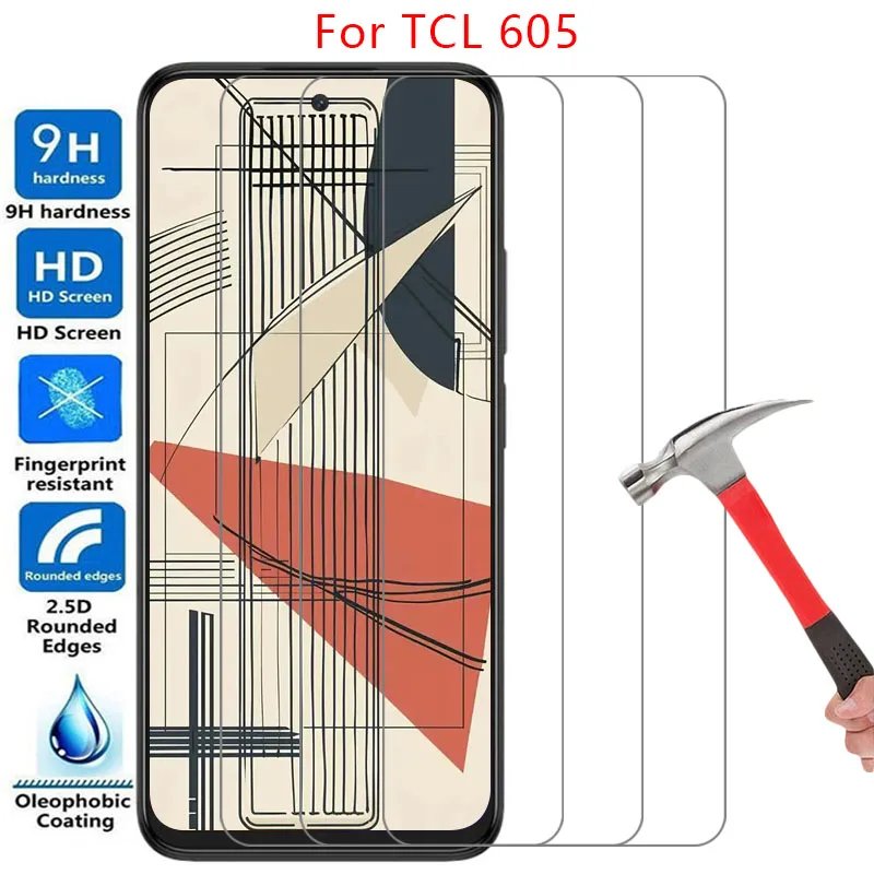 Funda para teléfono tcl 605, protector de pantalla de vidrio templado para tcl605 5g, cubierta trasera 360, protección tlc