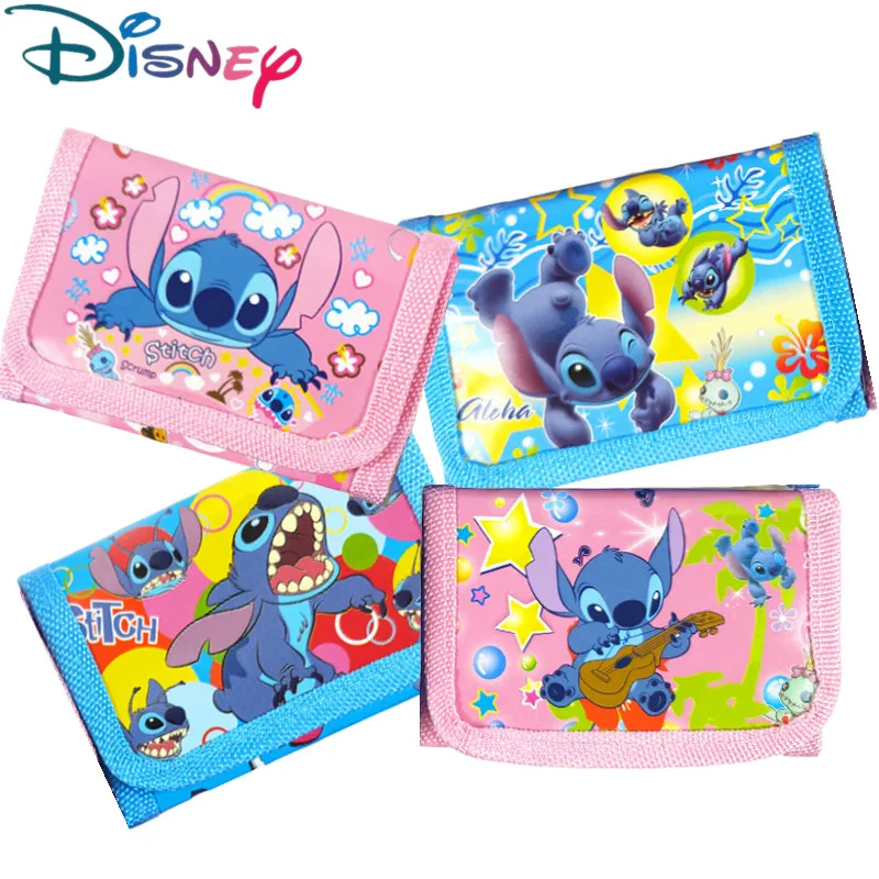 Cartera de Anime Radom one Disney Stitch para niños, monedero corto Kawaii de Mickey Mouse, monedero de dibujos animados, regalos de fiesta de navidad