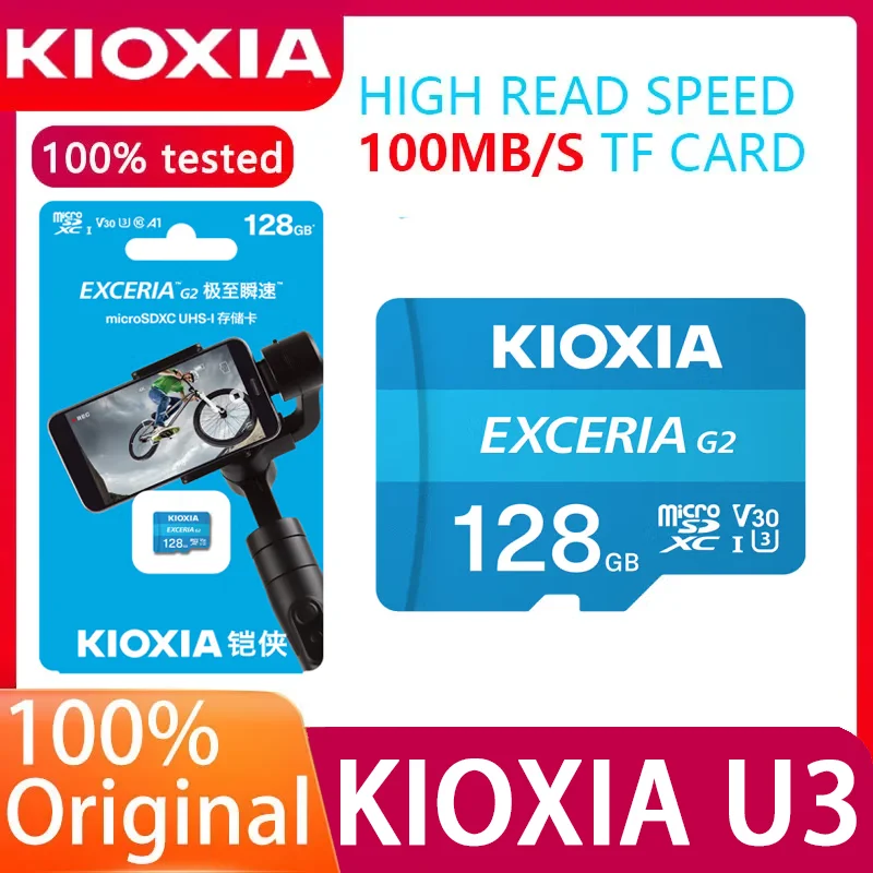 KIOXIA-tarjeta Flash de alta velocidad, minitarjeta SD de memoria Full HD de 128GB, V30, A1, U3, C10