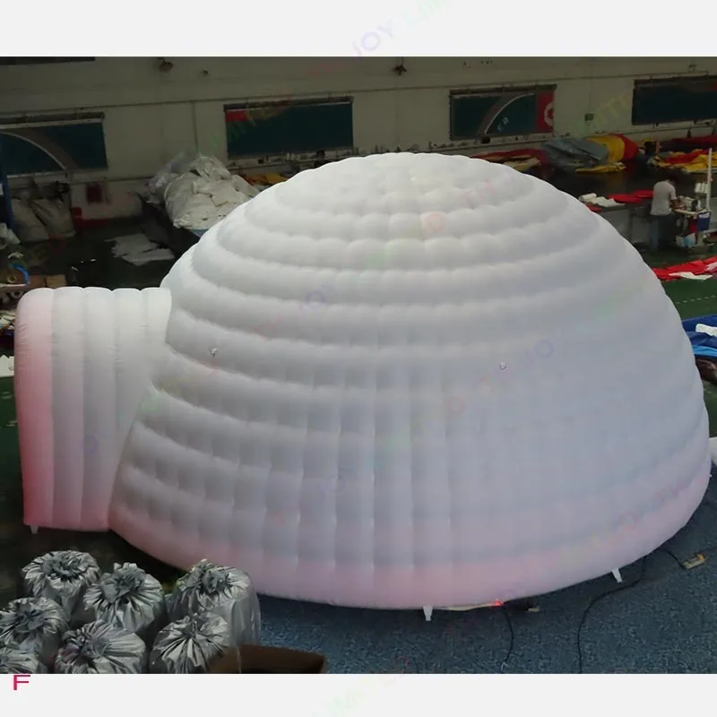 Inflável Igloo Dome tenda com luz led, estrutura branca oficina, atividades ao ar livre, festa de evento, casamento, 6m de diâmetro