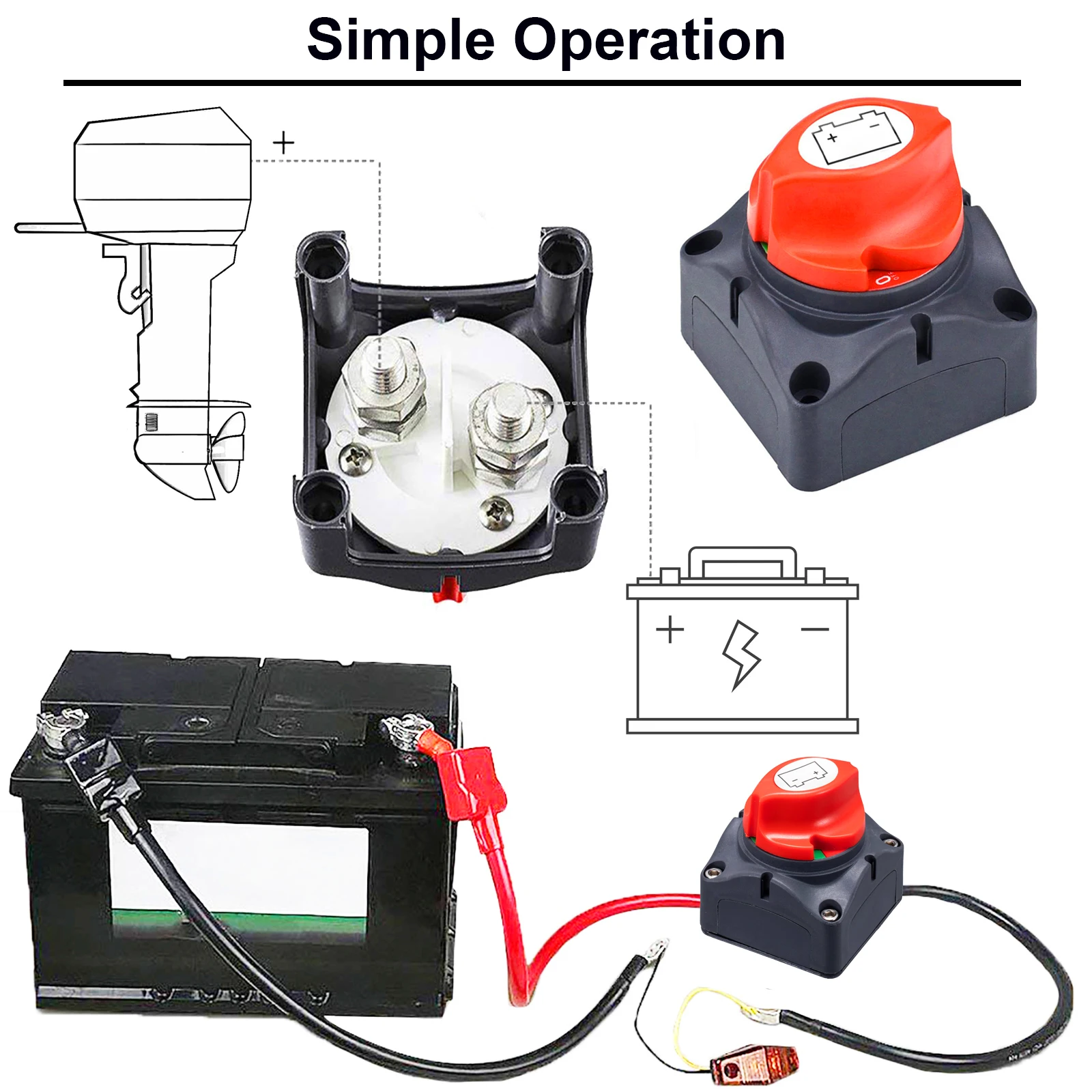 Auto-Batterie-Trennschalter, 12 V, 24 V, Marine, 200 A, 300 A, Dual-Batterie-Massenschalter, 2 und 3 Positionen, Absperrschalter, Auto, Boot – Detail 3
