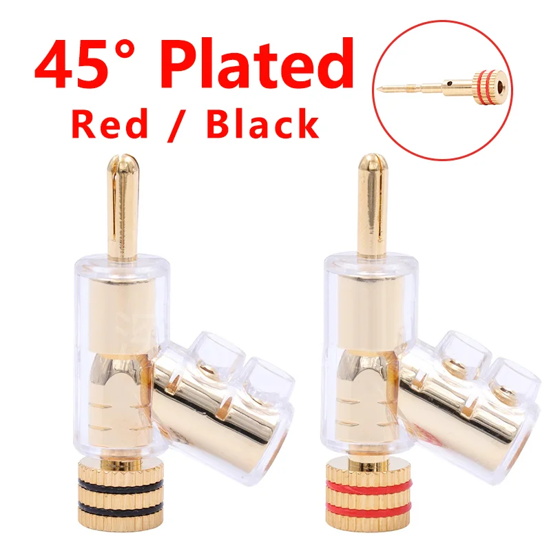 

4pcs Gold Plated Banana Plug Socket Gunlike 45 Degree Locking Audio Connector Adapter