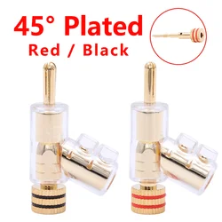 4pcs Gold Plated Banana Plug Socket Gunlike 45 Degree Locking Audio Connector Adapter