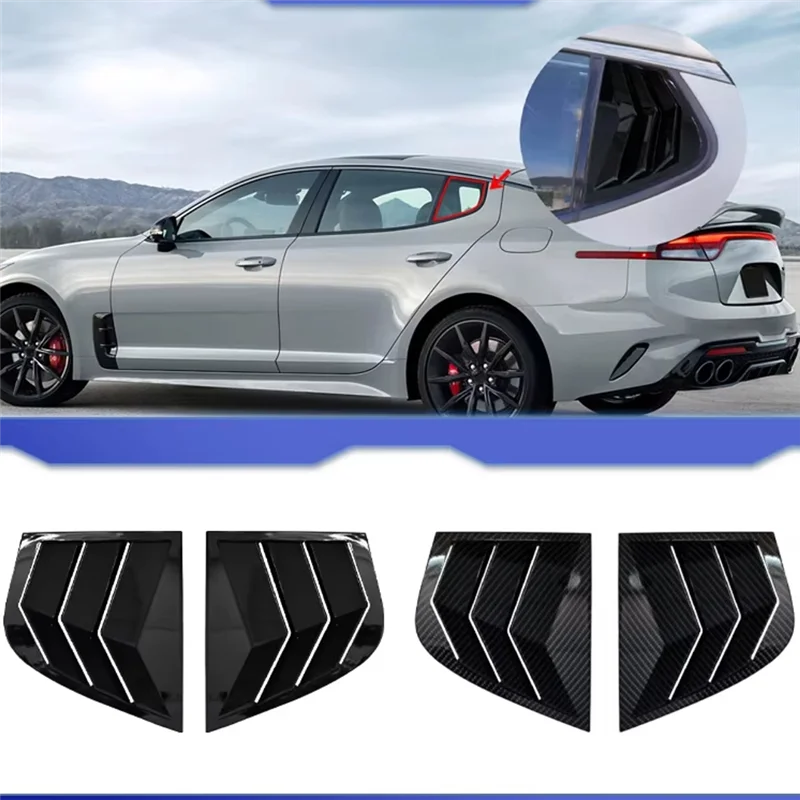 

AS57-Window Louvers Vent Sun Shade Cover For Kia Stinger 2018-2022 Window Shutter Sticker ABS Carbon Fiber Black Accessories