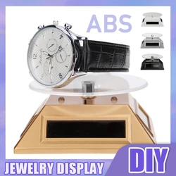 360 Degree Watch Stand Display Turntable Rotating Watch Jewelry Solar Display Stand Multicolor 3 LED Color Change Display Case