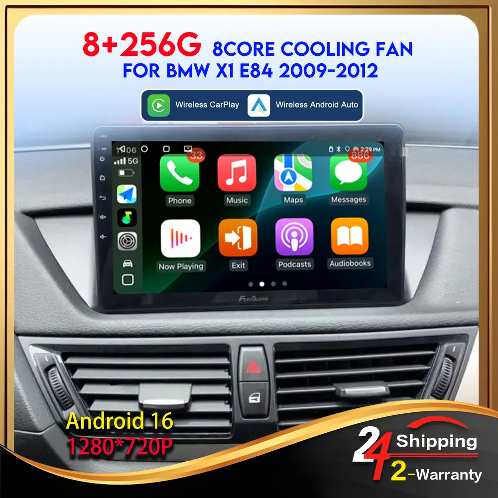 Автомагнитола Android 16 для BMW X1 E84 2009-2012 с CarPlay, беспроводной мультимедиа, 8-ядерный процессор, 4G, Wi-Fi, 48-полосный эквалайзер, сабвуфер