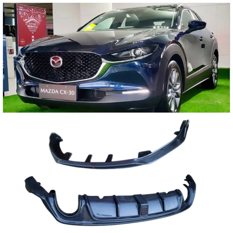 For Mazda CX30 CX-30 2020 2021 2022 2023 Carbon Fiber Bumper Front Lip Rear Diffuser Spoiler Side Skirt Exhaust Body Kit