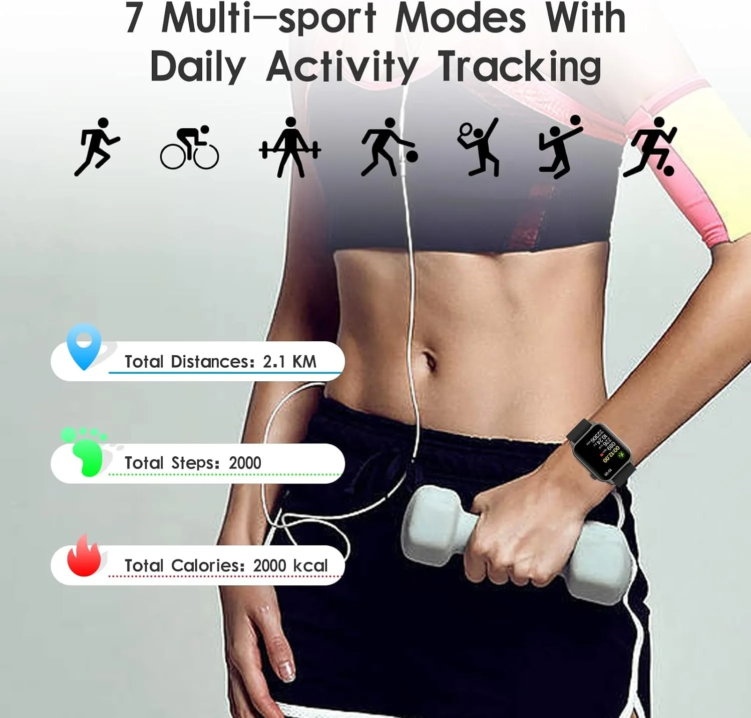 Kingstar นาฬิกาอัจฉริยะหน้าจอสัมผัสขนาด1.69นิ้วสำหรับผู้ชายผู้หญิง IP67กันน้ำสายรัดข้อมือฟิตเนสวัดอัตราการเต้นของหัวใจ