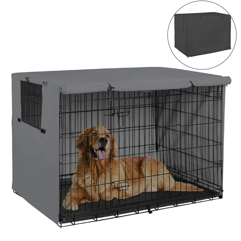 Universal Waterproof Dog Crate Cover Pet Kennel Cover Folding Cover Durable Privacy Breathable for 25-49 inches Wire Dog Crate