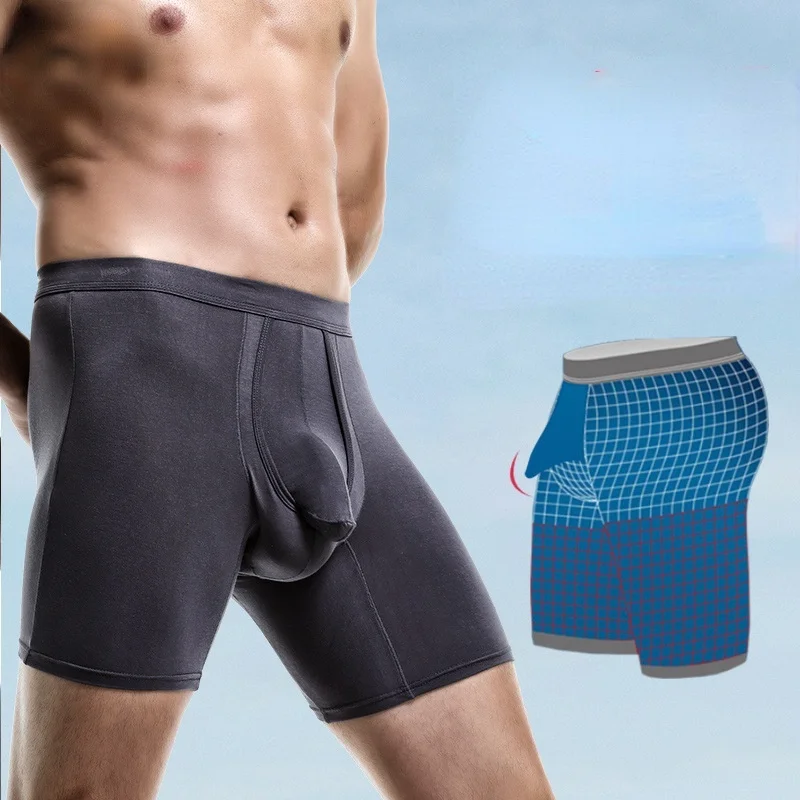 Man Breathable Underwear with Penis Hole Boxers Avoid Leg Friction Sexy Lingerie Open Crotch Pouch Bag Athlete Sport Gay Cloth