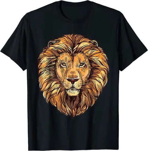  Majestic Lion Mane Detailed Art T-Shirt