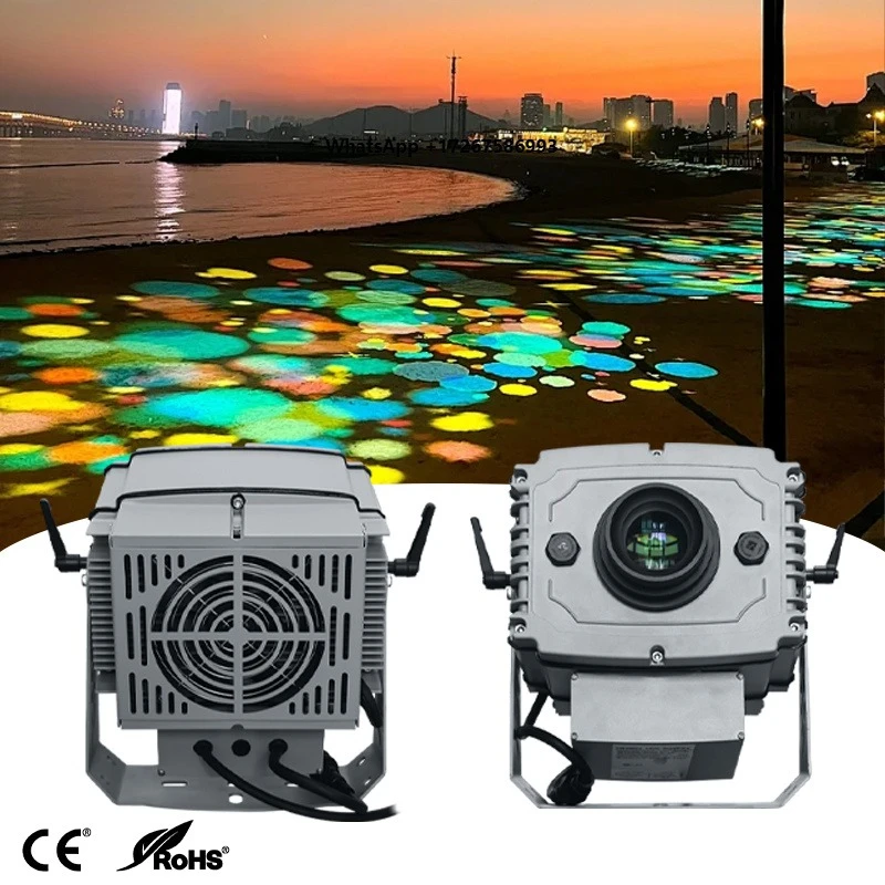 300W IP66 Waterproof LED Logo Projector Customized Rotating Gobo Light Wall Projection Light for Commercial Outdoor Advertising