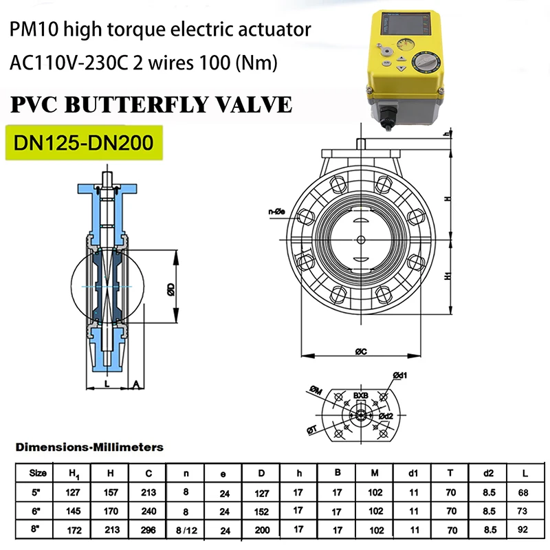 Factory Customized Intelligent PVC Electric butterfly Valve WiFi Control Power Failure Return Setting