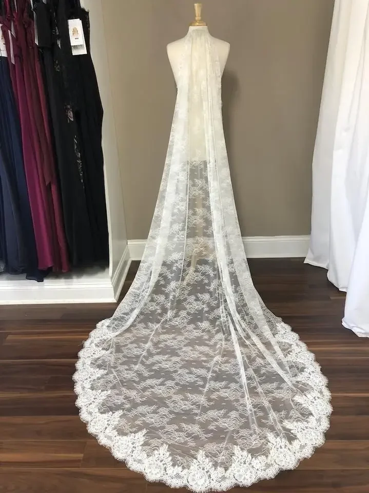 

3M Lace Appliques One Layer No Comb Bridal veil Cathedral Length Custom Made Accessories Veil Velos De Novia
