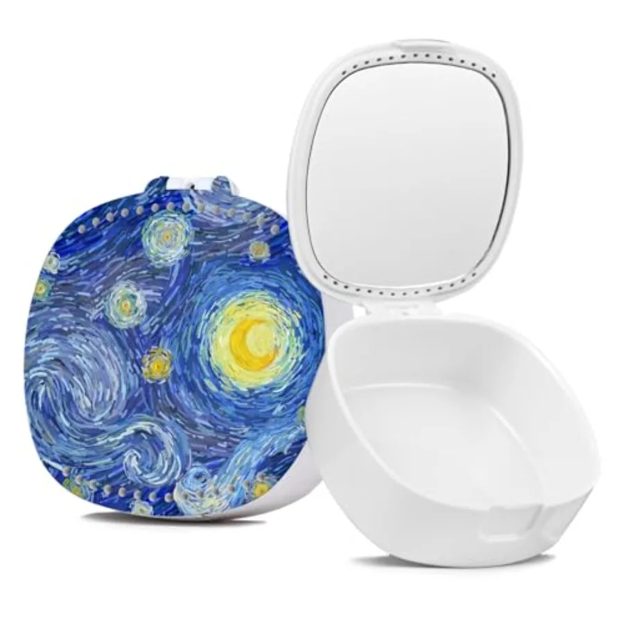Retainer Case with Mirror and Ventilation Holes - Night Guard and Orthodontic Aligner Case, Blue Star