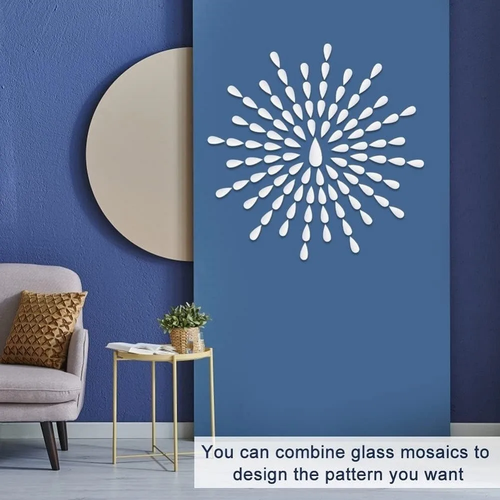 100pcs Acrylic Acrylic Mirror Stickers Self Adhesive 3D Effect Water Drop Wall Stickers Mirror Finish Water Drop Shape