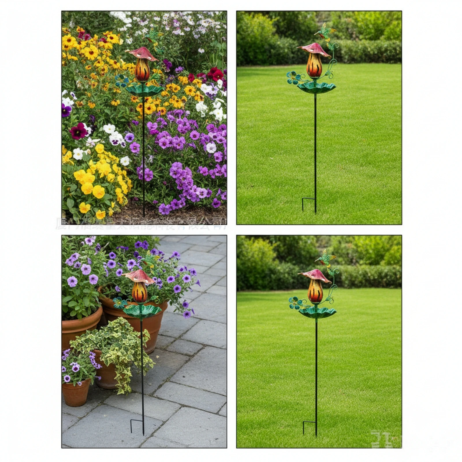 Hummingbird Feeder with Garden Stake Floral Hummingbird Feeder with Stake Decorative Colorful for Gardeners, Lawns, Courtyards
