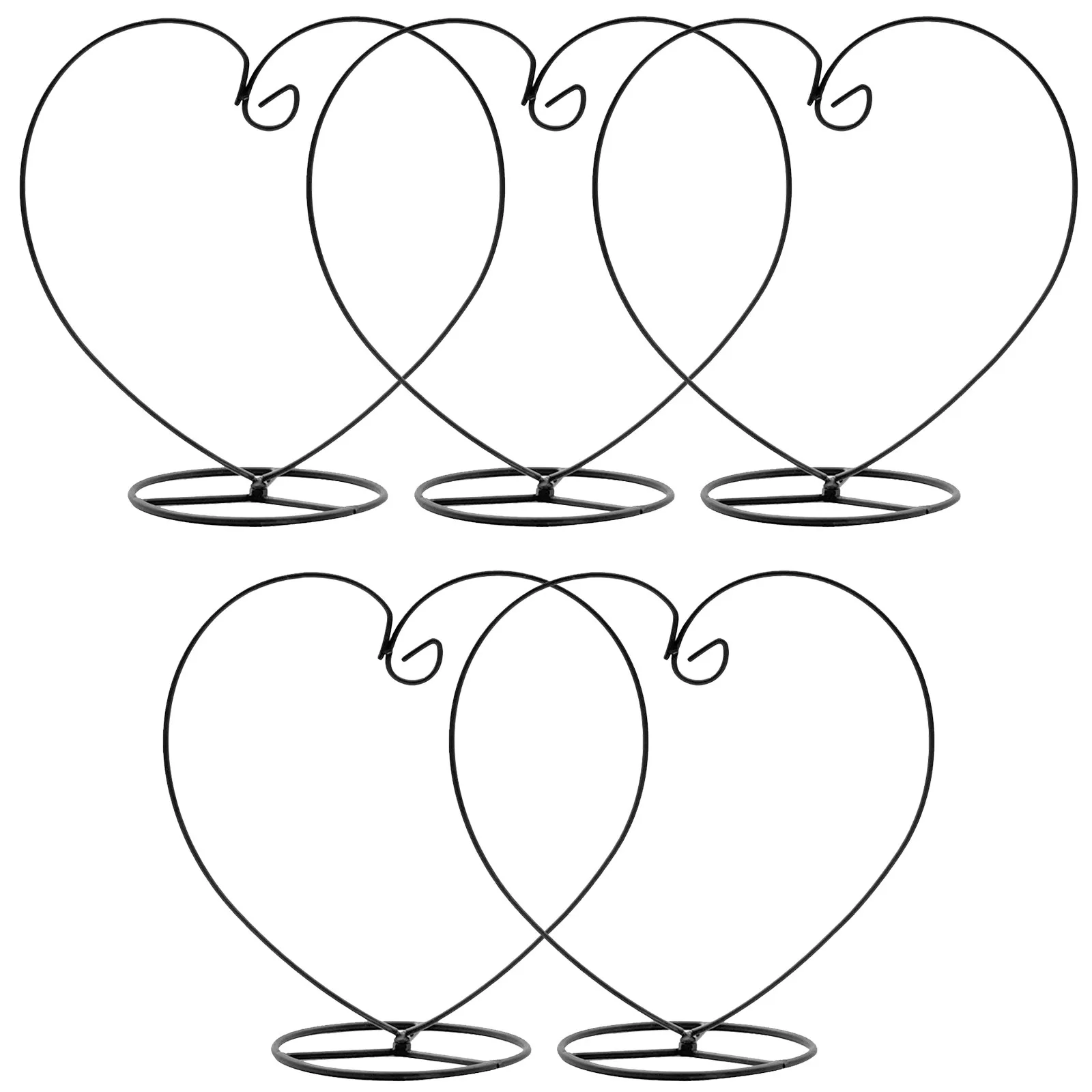 5Pcs Ornament Display Stand Black Iron Heart Shape Hanging Rack Stable Suspension Tabletop Display Rack for Glass Globe