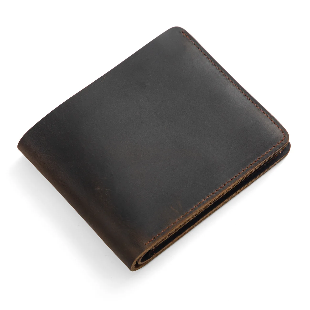 Men Genuine Leather Wallet Short Bifold Card Holder Cash Organizer ID Window Multi Slots Vintage Billfold Purse RFID Blocking