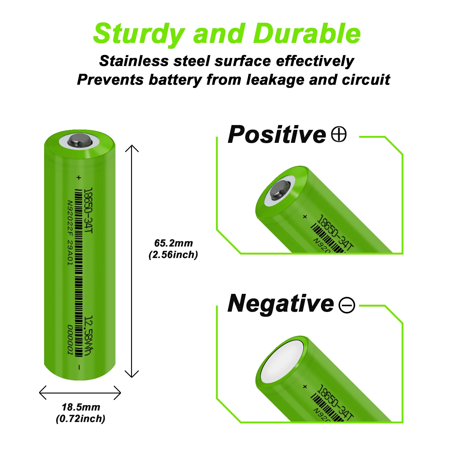 New 2024 18650 3400mAh Battery 3.7v 18650 Lithium Rechargeable Battery with Pointed Real Capcity 3400mAh Flashlight Batteries