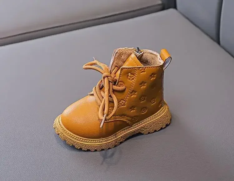 Neue rutschfeste High-Top-Stiefel im britischen Stil für Jungen und Mädchen, lässige Kinderschuhe, modische warme kurze Stiefel, Schnürstiefel mit seitlichem Reißverschluss für Kinder – Detail 8
