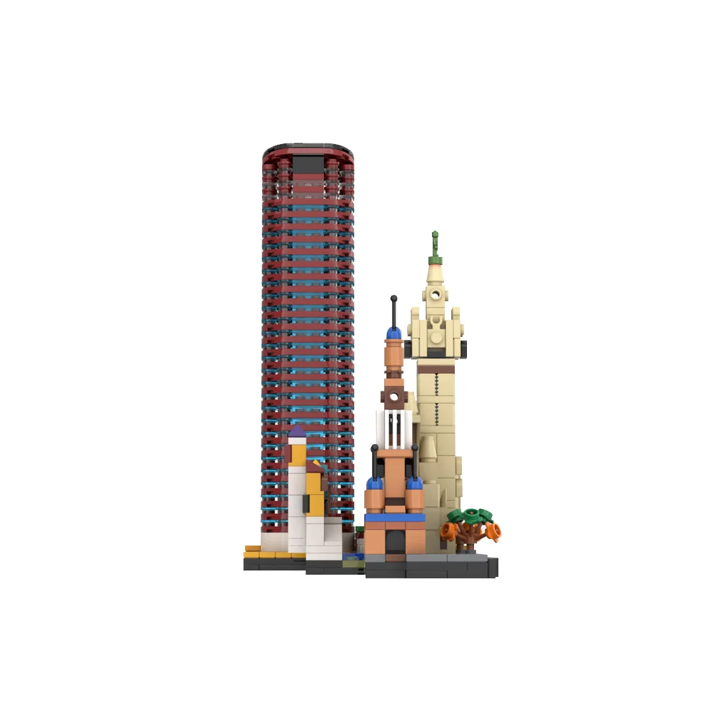 MOC- 192743   Seville Skyline Architecture Series Building Block Plaza de España South Tower Giralda Cathedral Model Brick Toy Gift