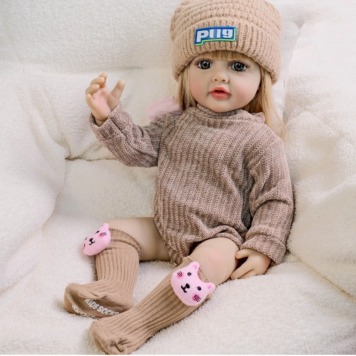 22 inch  Reborn Baby Girl Doll Betty Soft Vinyl Handmade Collectible with Realistic Facial Details  Lifelike Acrylic Eyes