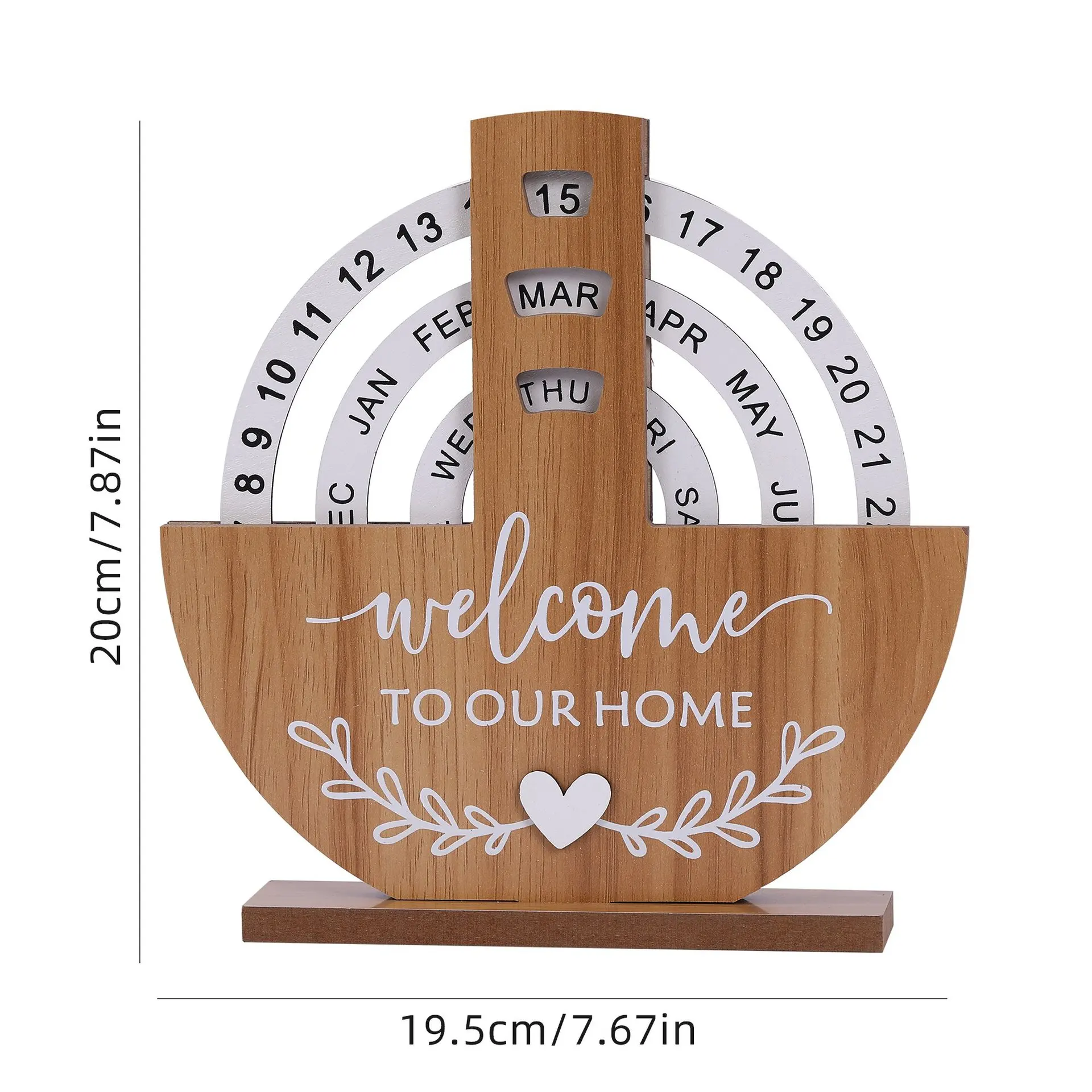 Wooden Creative Calendar Perpetual Calendar Home Decoration Office Desk Ornaments Manual Rotating Turntable Calendar