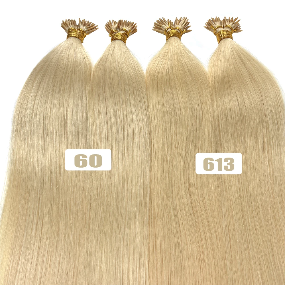 NNHAIR I Stick Hair Extensions 100% Human Hair Extensions Straight Stick Tip Hair Extensions For Women