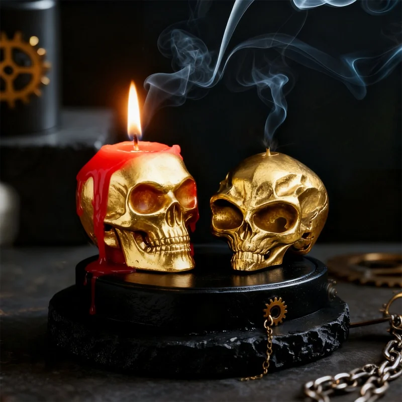 1 PCS Alien Skull Head Silicone Mold 3D Halloween Skeleton Candle Molds Creative Chocolate Ice Cake Decor Handmade Baking Mould