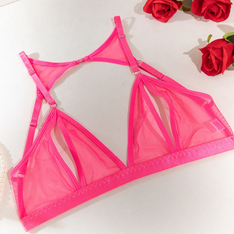 비키니 패션 메쉬 섹시 란제리 네종 세트 (넥 링 포함)