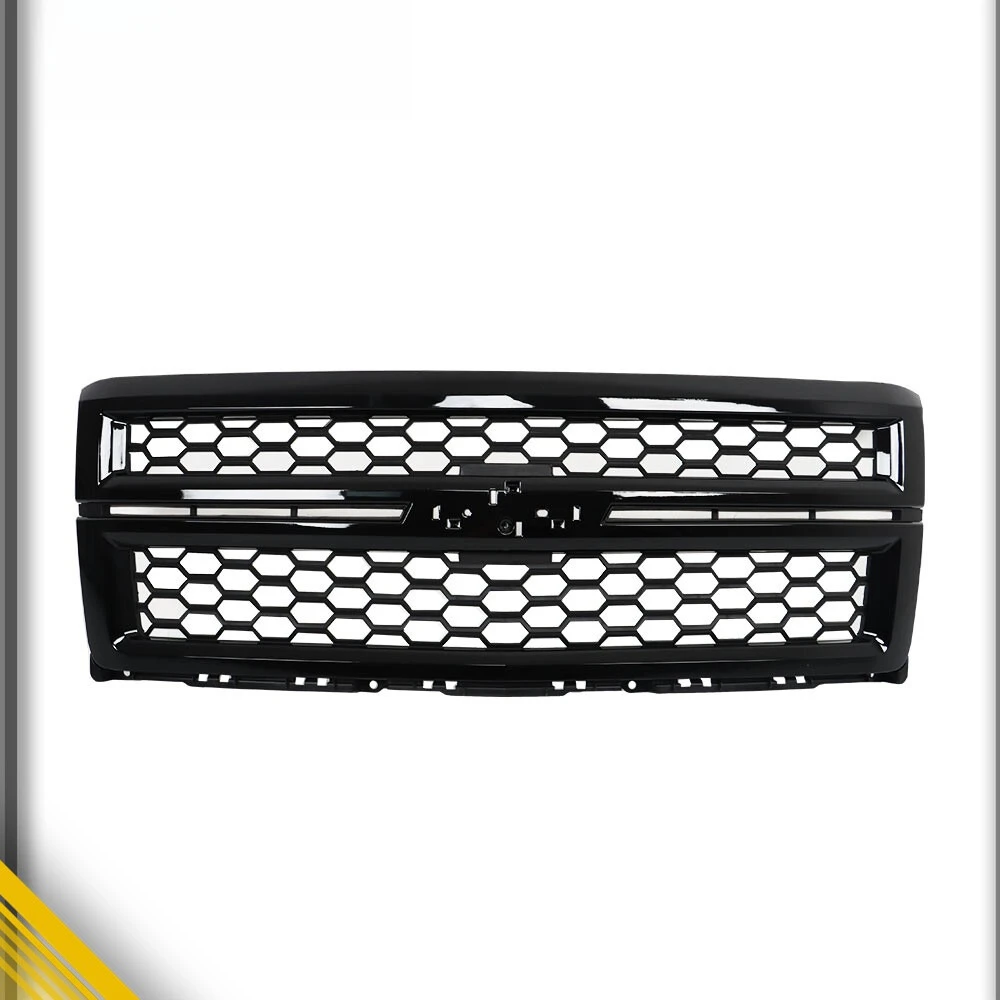 For Chevrolet Silverado 1500 2014-2015 Front Upper Honeycomb Grille Gloss Black