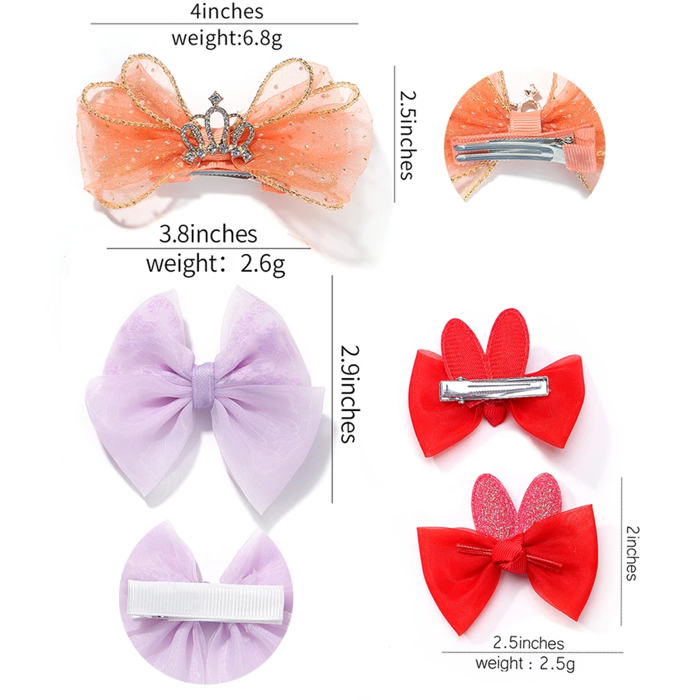 2pcs/set Lovely Lace Bows Hair Clips for Girls Sweet Solid Color Gauze Clip Soft Hairpins Pink Princess Kids Hair Accessories