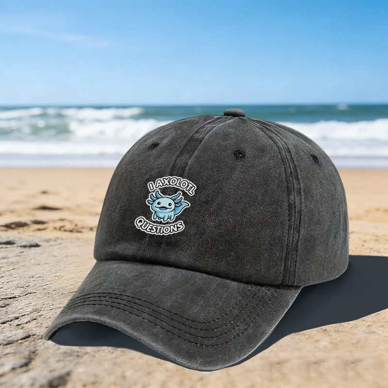I-Axolotl-Questions-Print-Baseball-Cap-Unisex-Adjustable-Cotton-Washed-Cap-for-Beach-Camping-Daily-Commute
