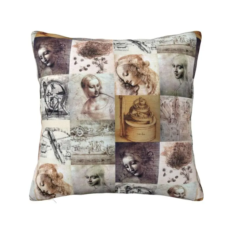 Custom Luxury Leonardo Da Vinci Artwork Cushion Covers Polyester Painting Art Pillow for Sofa Car Square Pillowcase Home Decor