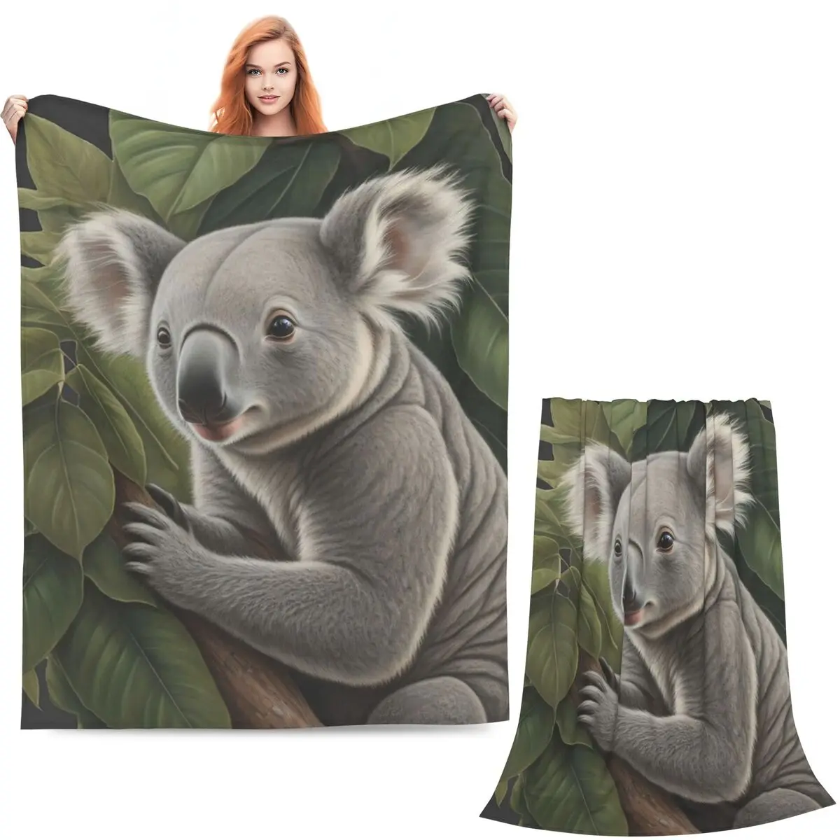 Baby Koala Bear Hug A Branch Blankets Soft Warm Flannel Throw Blanket Bedding for Bed Living room Picnic Travel Home Sofa