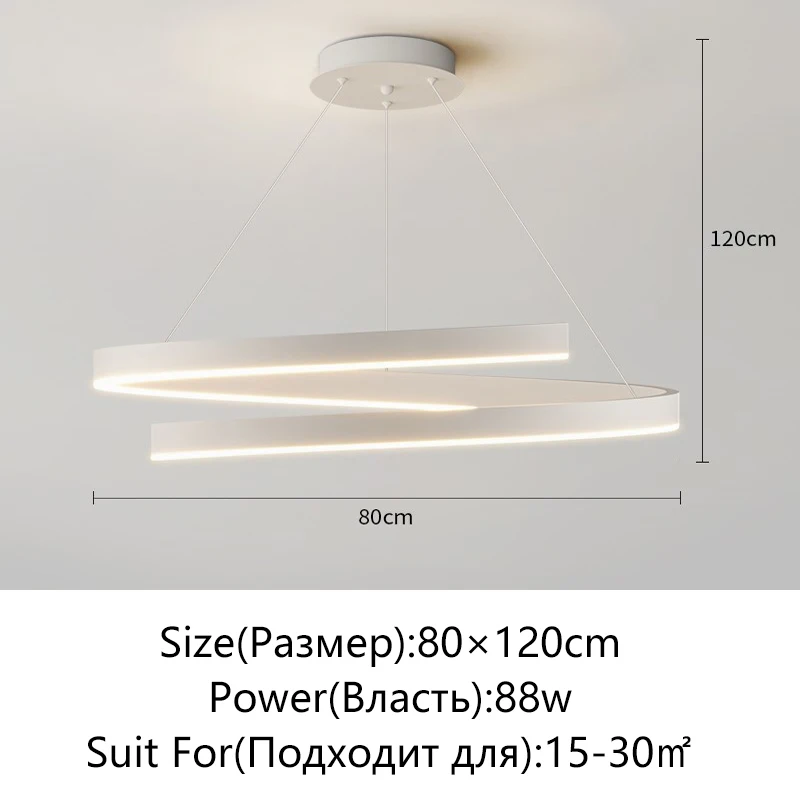KAGU Spiralförmiger Kronleuchter in Schwarz/Weiß für Wohnzimmer, Esszimmer, Küche – runde Deckenbeleuchtungskörper, modern, für den Innenbereich, dimmbar, oberflächenmontiert 6