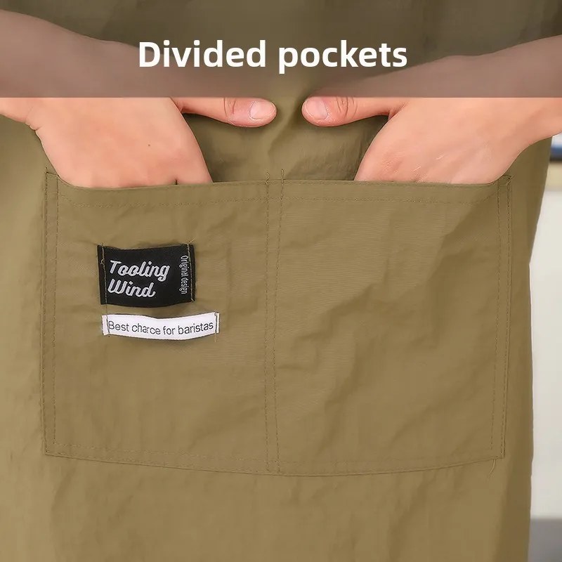 Taslon Long Half Waist Apron Water Repellent Over Knee Apron with Pocket Adjustable Tie for Chef Baker Waitress Cafe Cooking