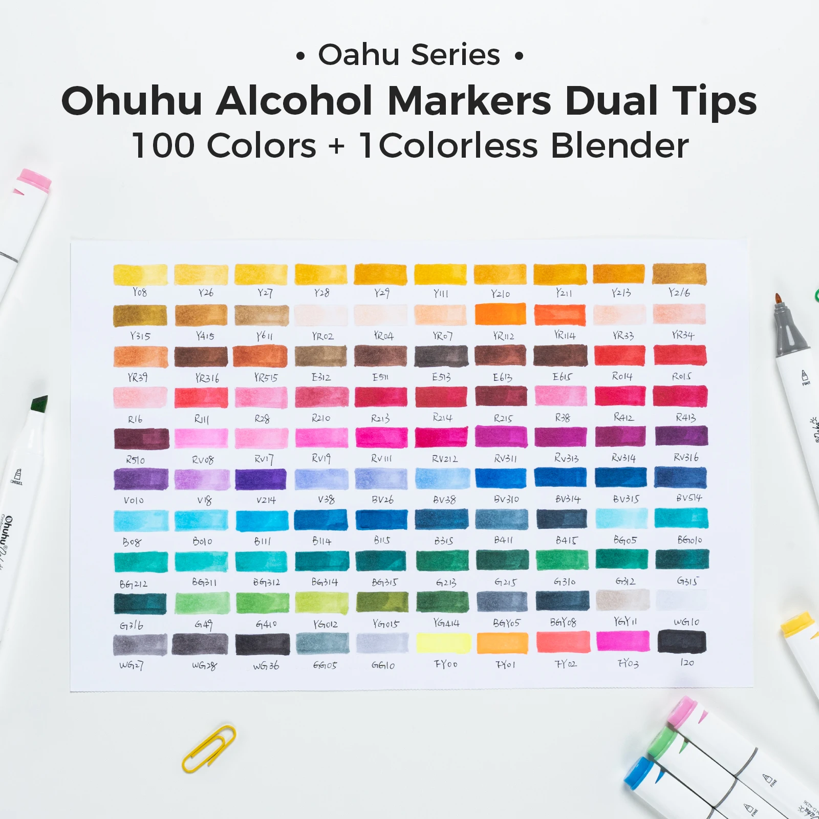 Ohuhu Oahu 100 Colors Marker Pen Set Alcohol Art Markers Dual Tips Felt Pen Sketching Drawing Graffiti Manga School Art Supplies