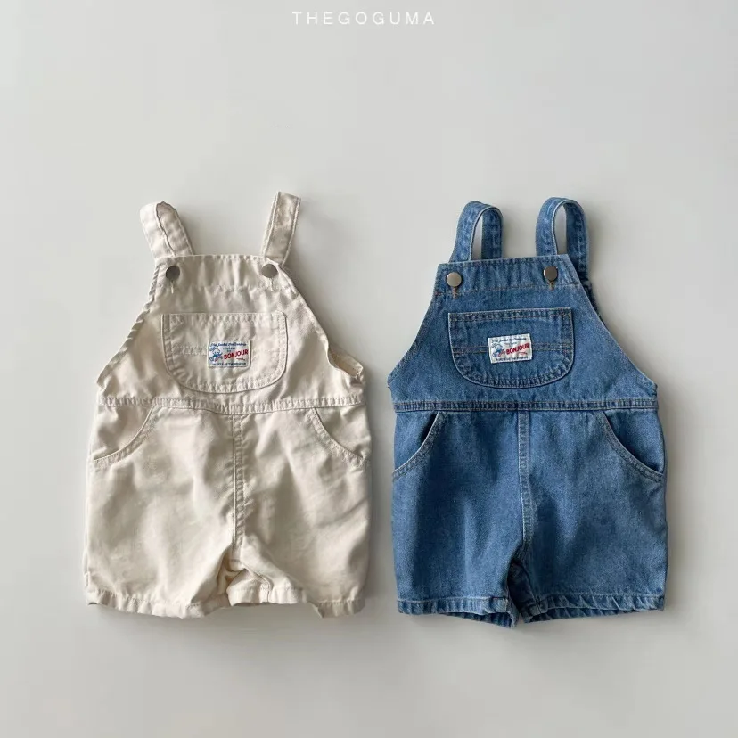 

2025 Summer New Children Denim Overalls Baby Casual Pants Kids Jeans Bib Fashion Boys Strap Shorts Girls Versatile Jumpsuit