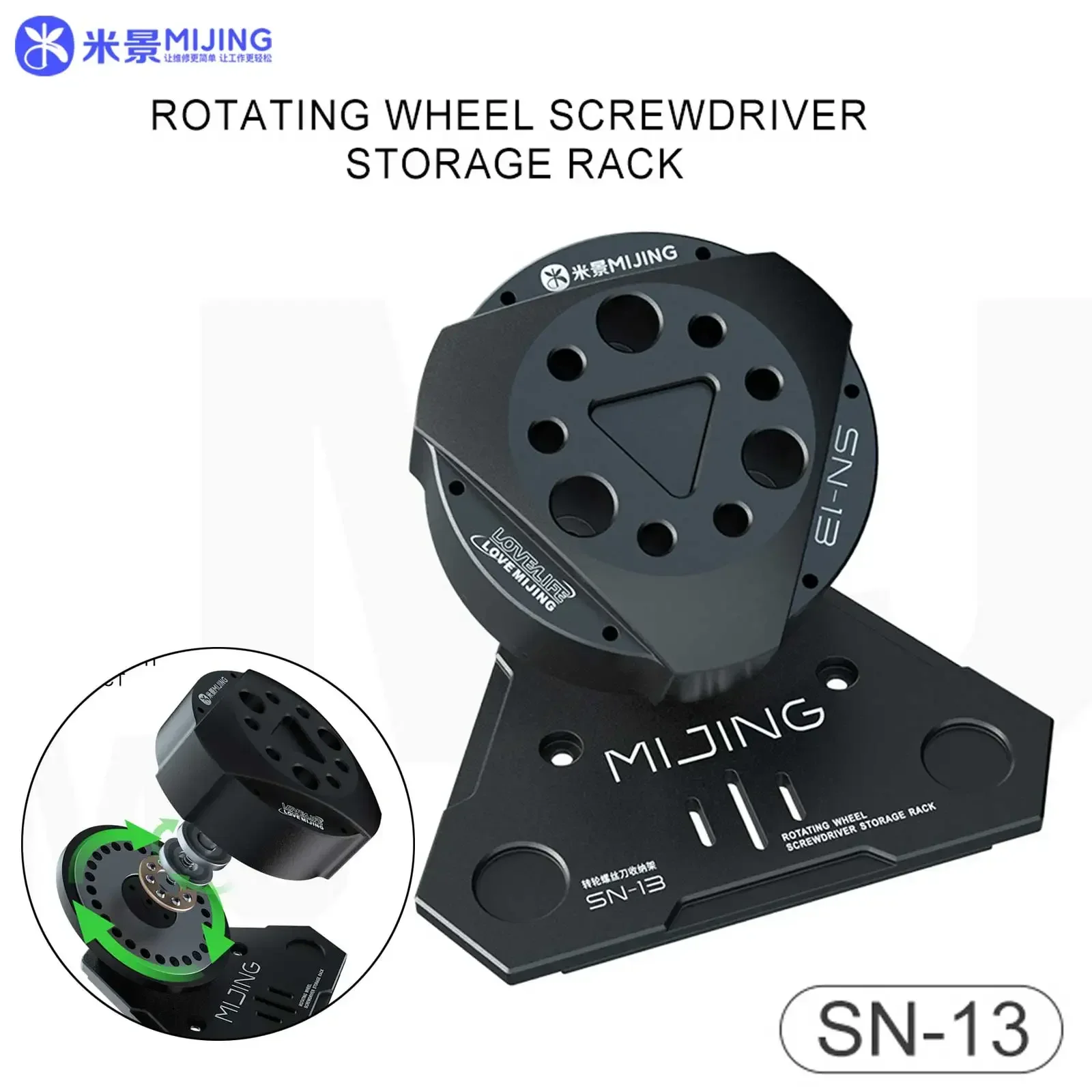 Mijing SN-13 Rotating Screwdriver Storage Box For Mobile Phone Repair Tweezers Screwdriver Screw Parts Collection Organizer tool