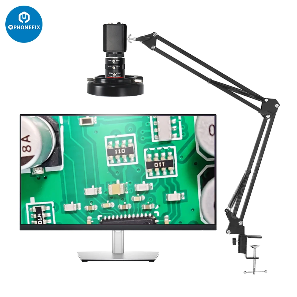 Imagem -02 - Câmera Microscópio Digital Industrial Detecção de Pcb 1080p Hdmi Foco Fixo 612 mm Lente Zoom para Registro de Reconhecimento de Imagem Digital