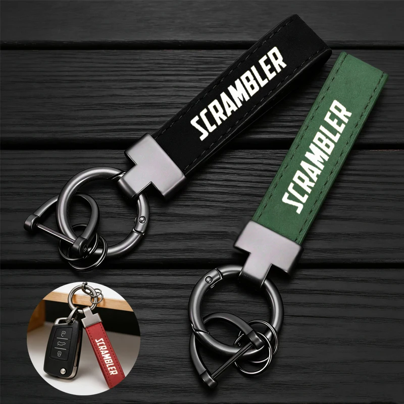 LOGO Mode-Legierung Luxus Wildleder Schlüsselanhänger Auto-Schlüsselkette für Ducati Scrambler 400 800 1100 2014-2026 Zubehör