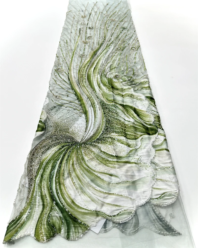 

Высококачественная мягкая тюлевая кружевная ткань с нежной вышивкой и блестками для свадебных и вечерних платьев, элегантная ткань