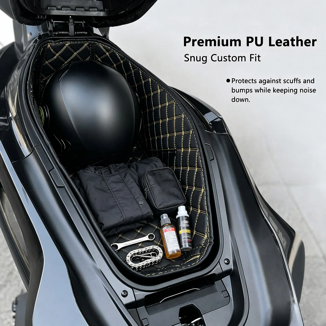 For Honda PCX125 PCX150 PCX160 ADV150 Scooter PU Seat Bucket Liner Pad Anti-Dirt Reduce Noise Under Seat Storage Box Protector 5