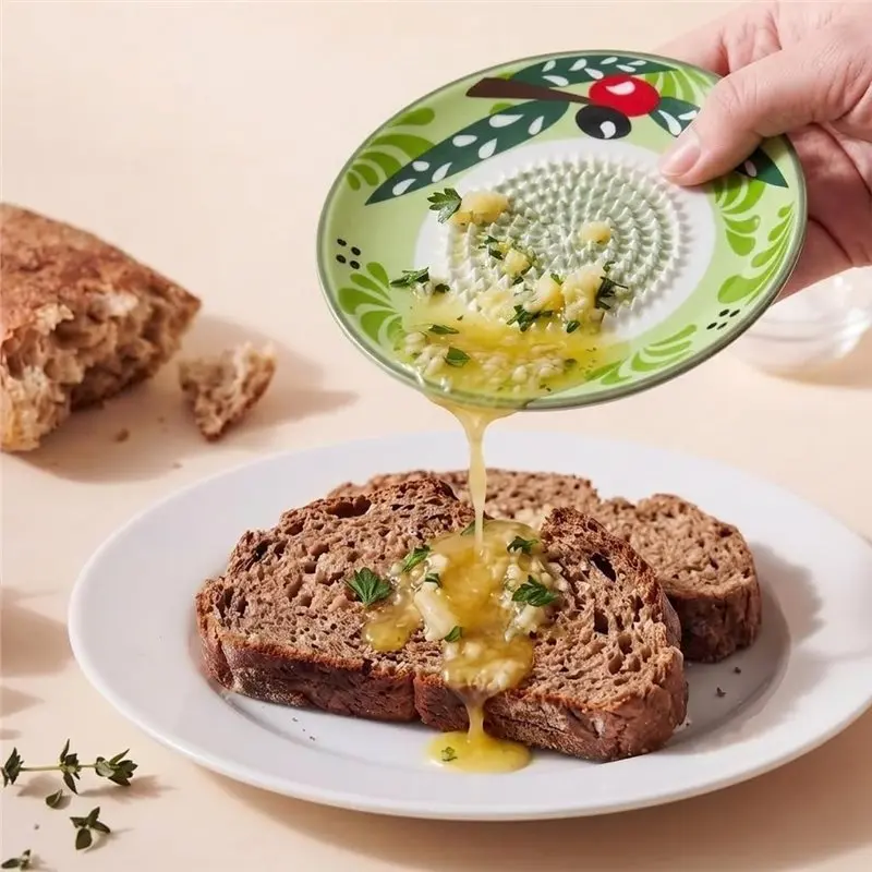 AAAN-Garlic Grater Plate 4-Pc Set In Handcrafted 4.72