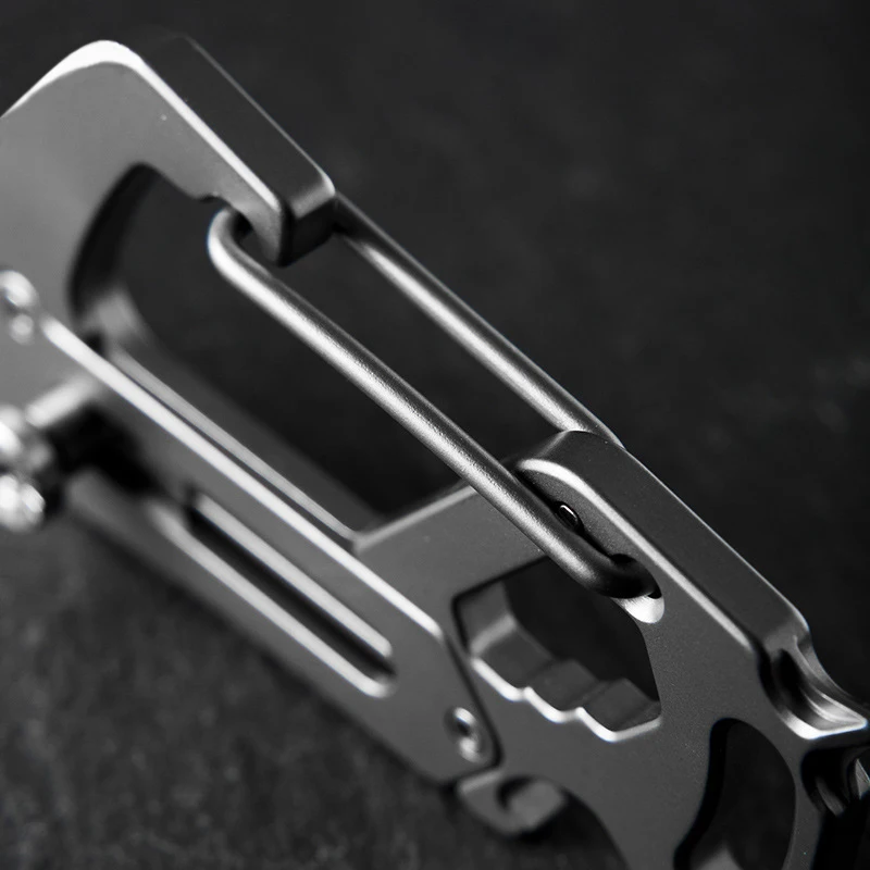 Titanium Multifunctional Keychain Portable Utility Knife Outdoor Fruit Knife Self-Defense Sharp Folding Knife Carabiner EDC Tool